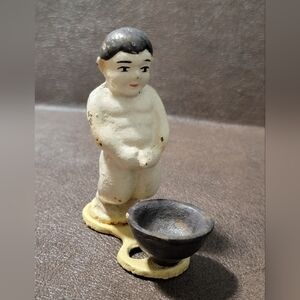 Solid Cast Iron 1910 Antique Figurative Painted Little Boy Peeing Bottle Opener
